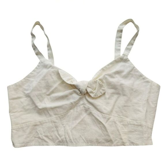 Universal Thread Cream Cropped Tank Top Bow Knot Adjustable Straps Size Large - Picture 1 of 6